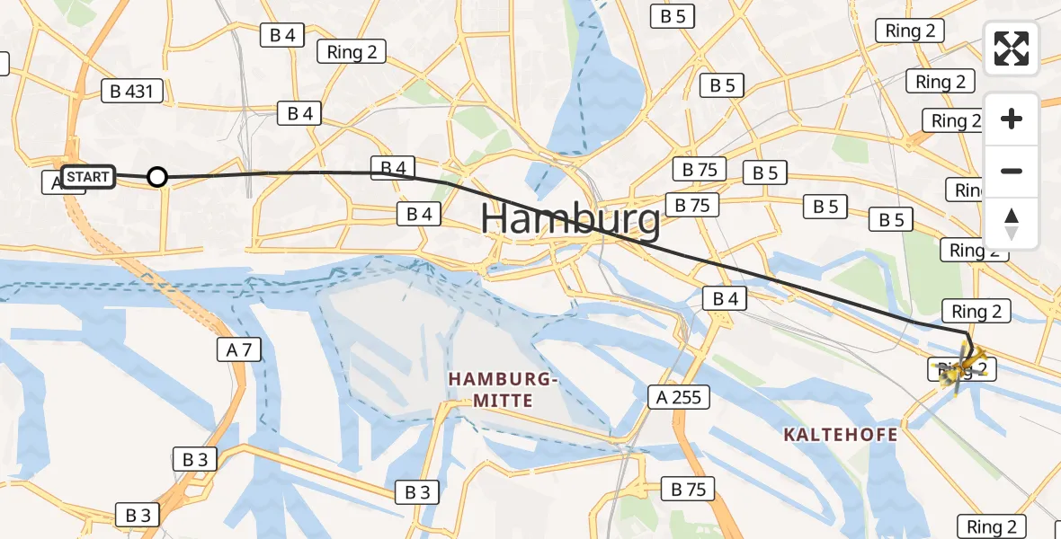 Flugroute Ambulanzhubschrauber Asklepios Hospital Altona - Hamburg, 29 Juli 2026, 10:55