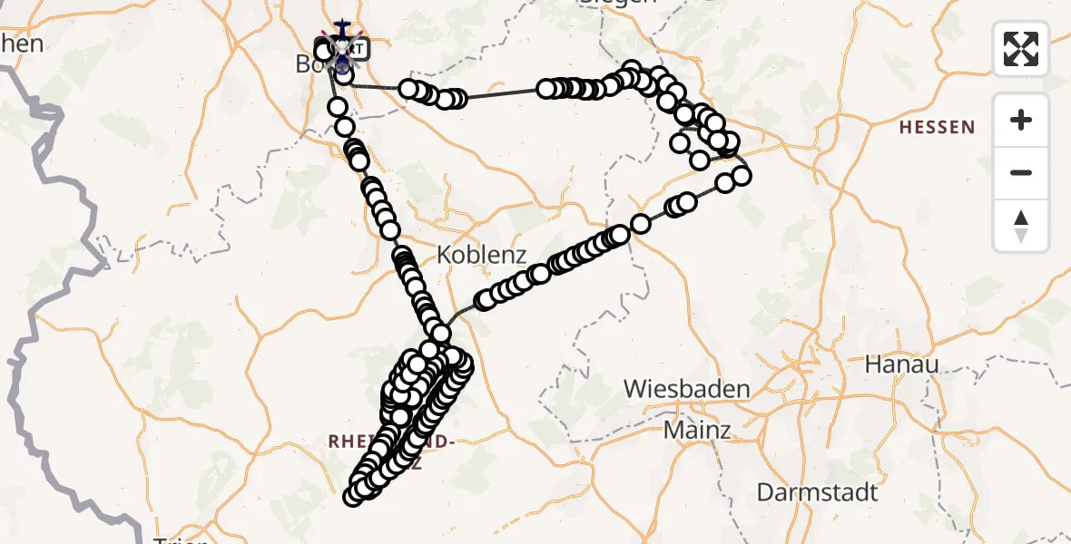 Flugroute Polizeihubschrauber Sankt Augustin - Sankt Augustin, 29 Juli 2026, 11:01