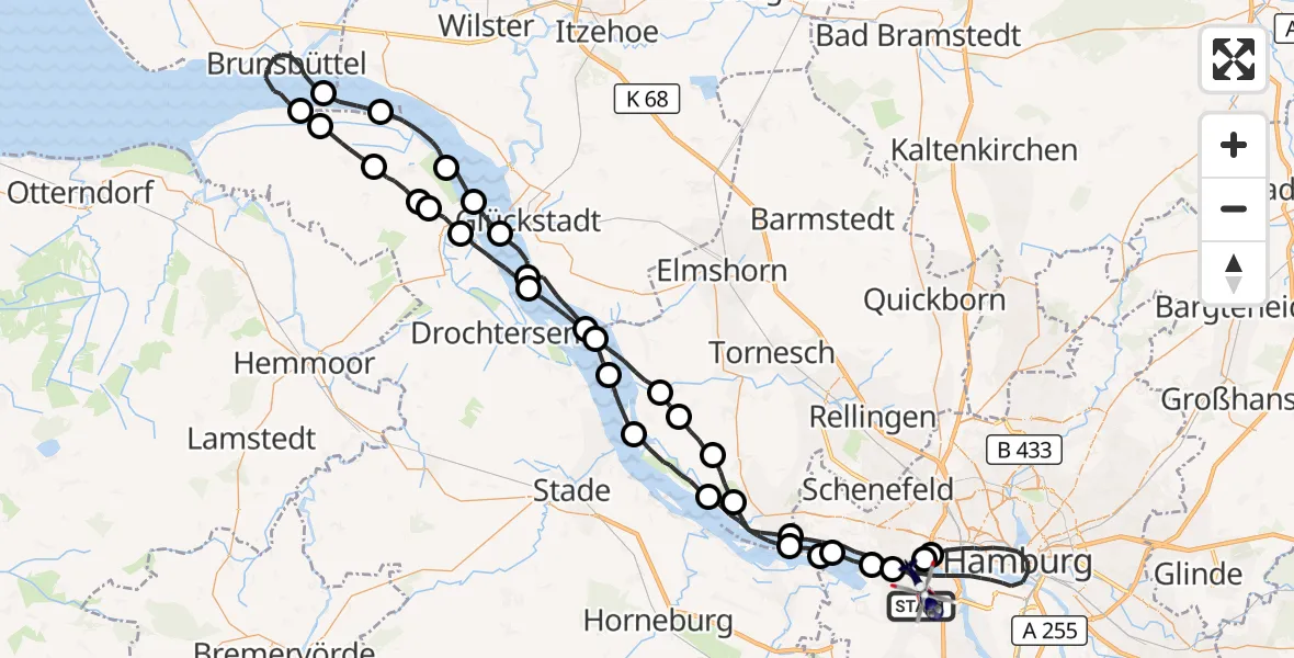 Flugroute Polizeihubschrauber Hamburg - Hamburg, 29 Juli 2026, 11:09