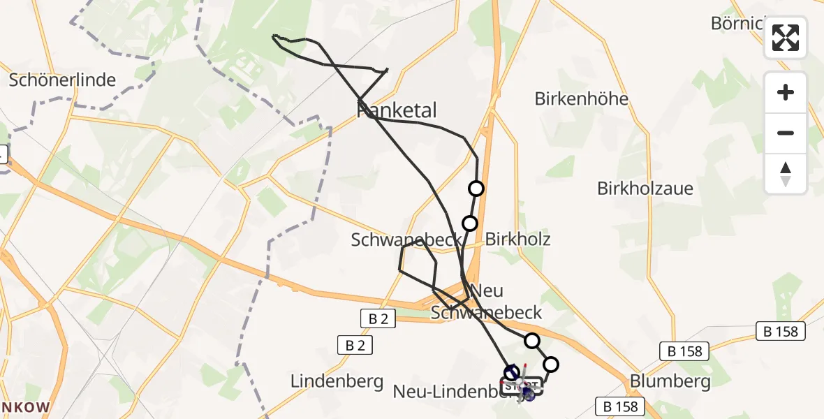 Flugroute Polizeihubschrauber Ahrensfelde Hubschrauberlandeplatz - Ahrensfelde Hubschrauberlandeplatz, 29 Juli 2026, 11:10