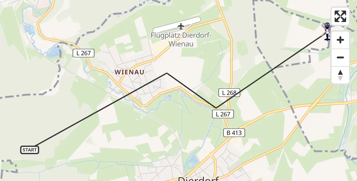 Flugroute Polizeihubschrauber Dierdorf - Marienhausen, 29 Juli 2026, 13:19