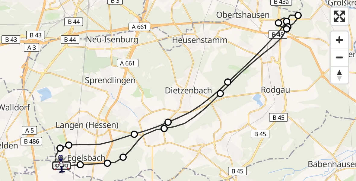 Flugroute Polizeihubschrauber Flughafen Frankfurt-Egelsbach - Flughafen Frankfurt-Egelsbach, 29 Juli 2026, 14:23