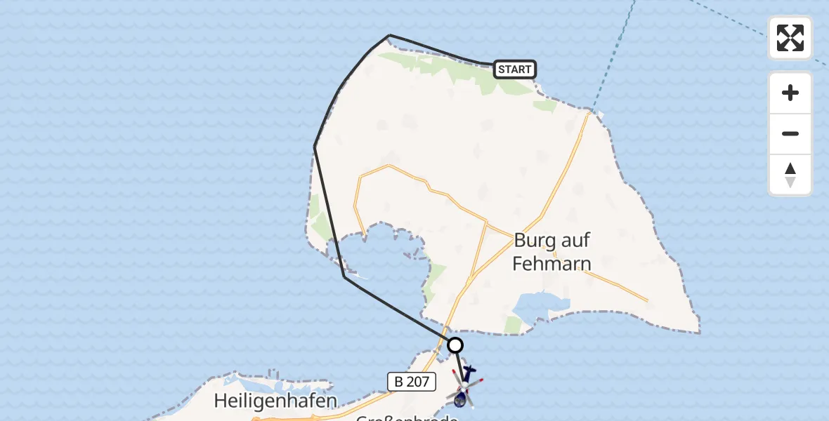 Flugroute Polizeihubschrauber Fehmarn - Großenbrode, 29 Juli 2026, 14:43