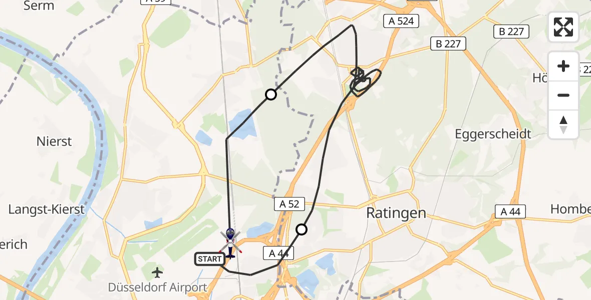 Flugroute Polizeihubschrauber Düsseldorf Flughafen - Düsseldorf Flughafen, 29 Juli 2026, 15:37