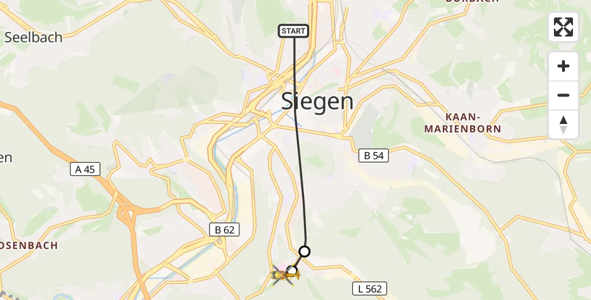 Flugroute Rettungshubschrauber Siegen - Evangelisches Jung-Stilling Hospital, 29 Juli 2026, 15:41
