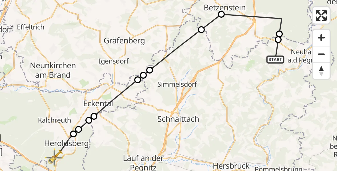 Flugroute Ambulanzhubschrauber Velden - Geschaidt, 29 Juli 2026, 15:46