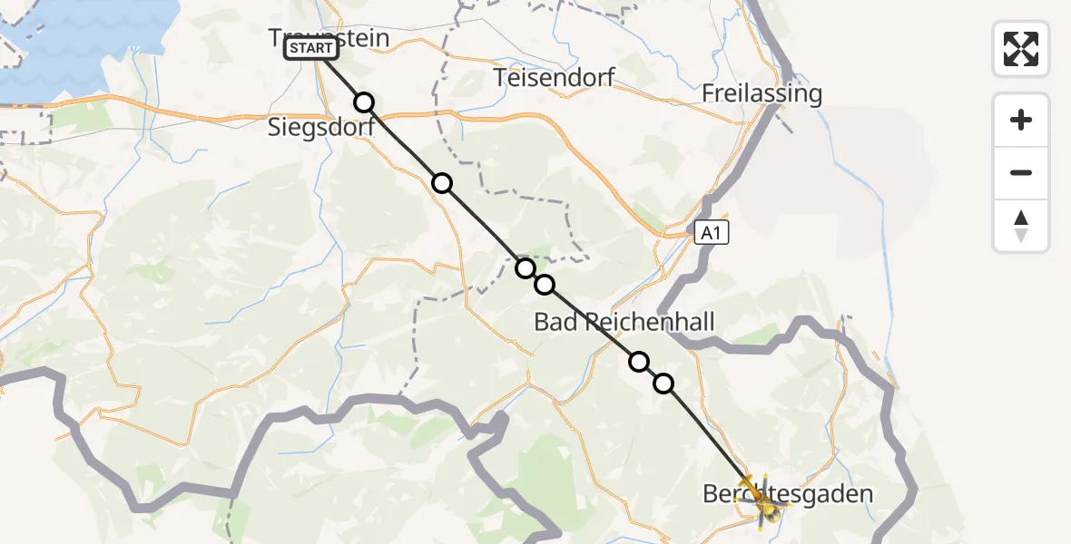 Flugroute Rettungshubschrauber Traunstein - Bischofswiesen, 29 Juli 2026, 15:50