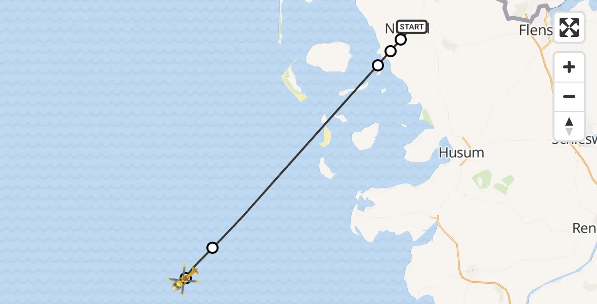 Flugroute Ambulanzhubschrauber Niebüll - Helgoland Marinehubschrauberstützpunkt, 29 Juli 2026, 15:54