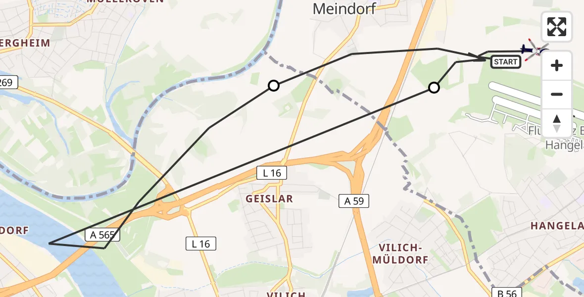 Flugroute Polizeihubschrauber Sankt Augustin - Sankt Augustin, 29 Juli 2026, 15:59