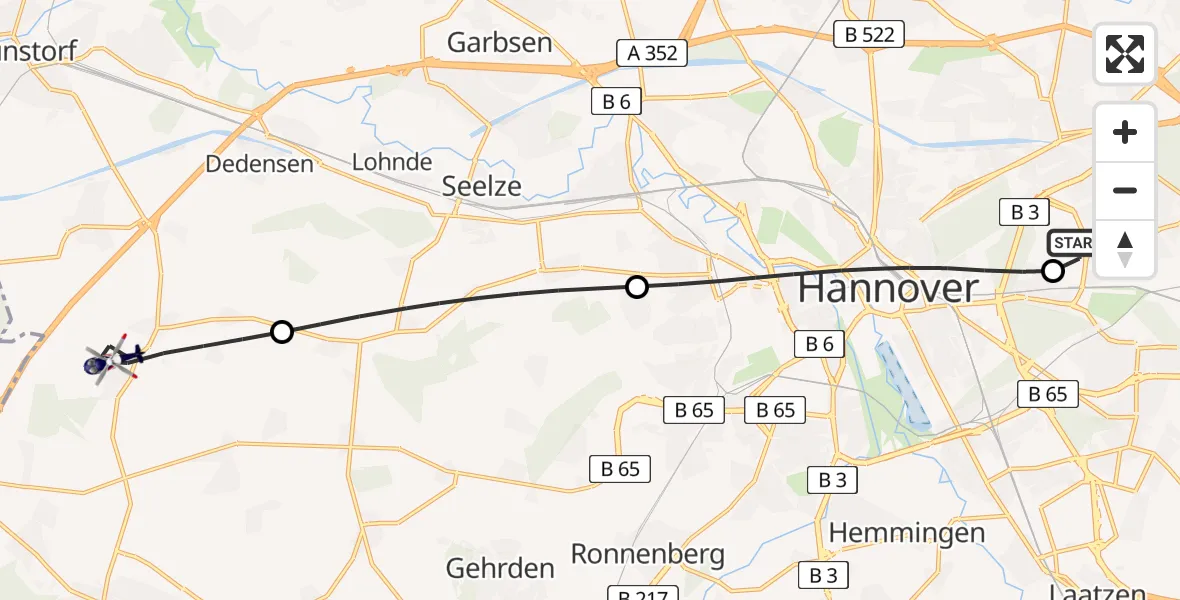 Flugroute Polizeihubschrauber Hannover Luftrettung Hubschrauberlandeplatz (Christoph 4) - Barsinghausen, 29 Juli 2026, 16:36