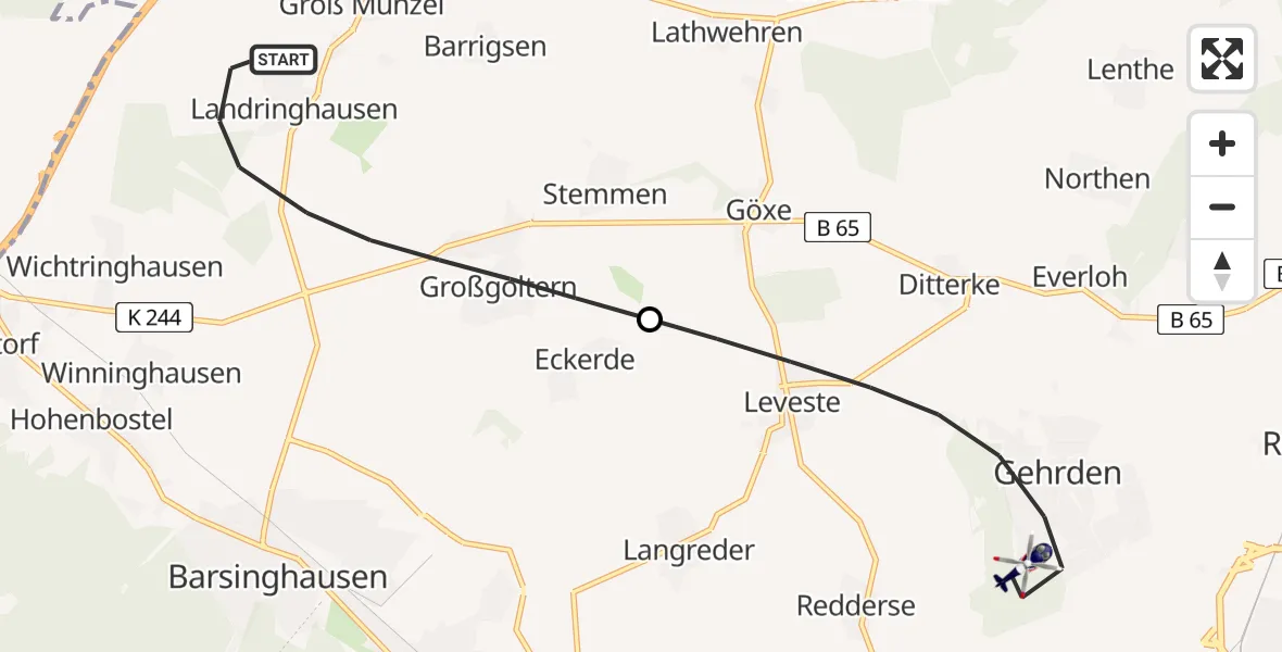 Flugroute Polizeihubschrauber Barsinghausen - Gehrden, 29 Juli 2026, 17:17