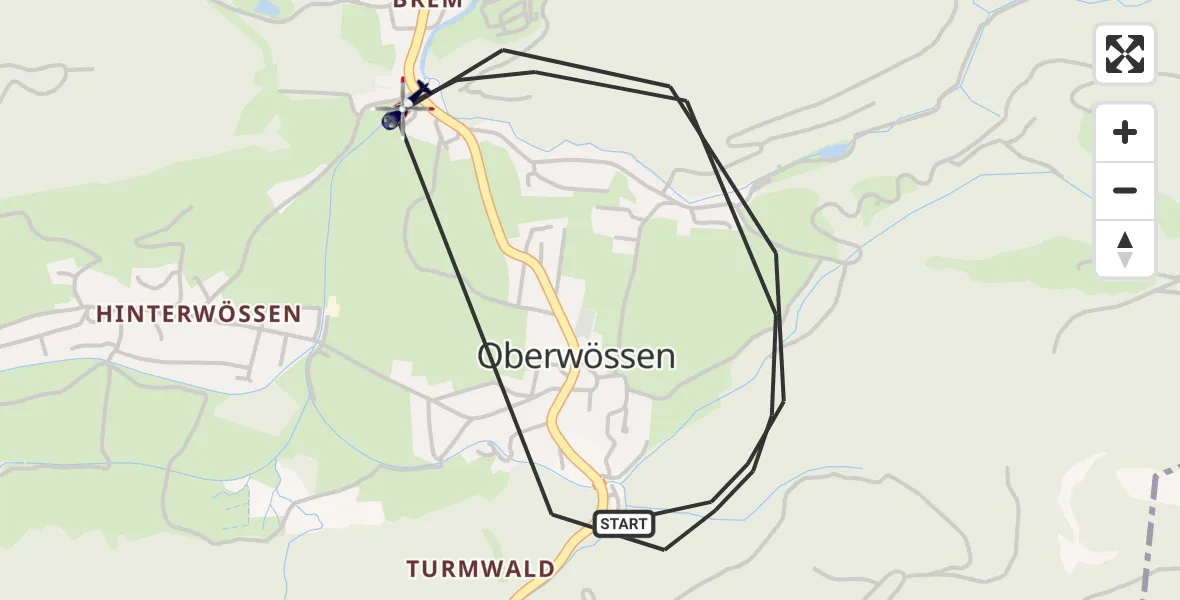 Flugroute Polizeihubschrauber Unterwössen - Unterwössen, 29 Juli 2026, 19:18