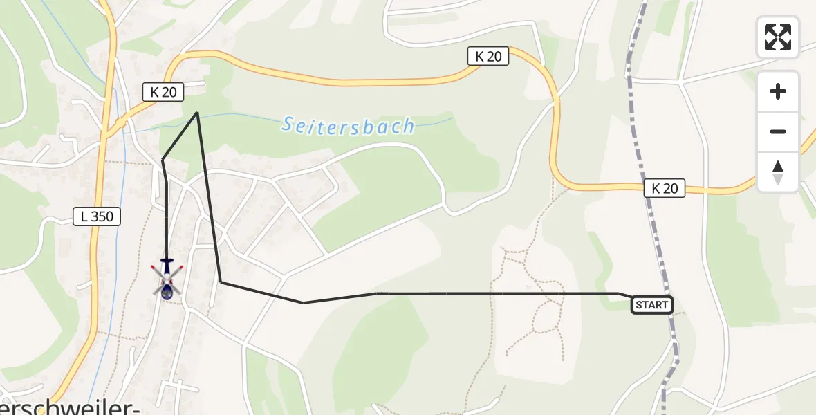 Flugroute Polizeihubschrauber Herschweiler-Pettersheim - Herschweiler-Pettersheim, 29 Juli 2026, 19:27