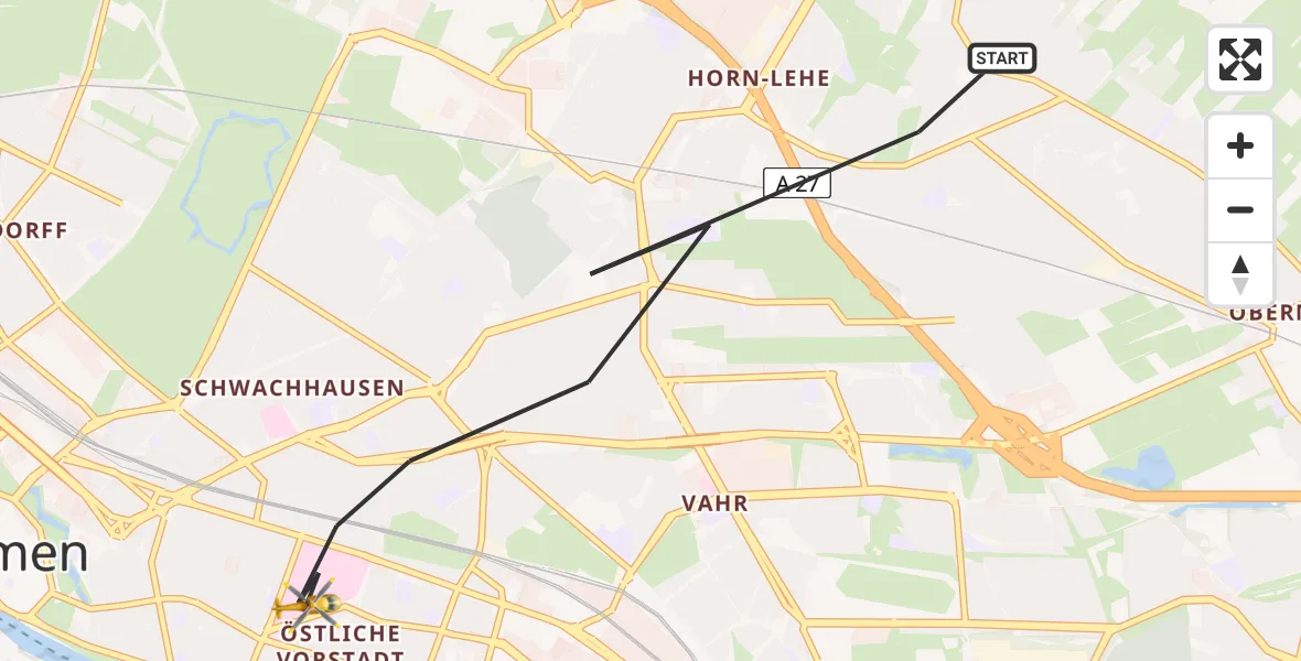 Flugroute Rettungshubschrauber Bremen - Bremen, 29 Juli 2026, 19:59
