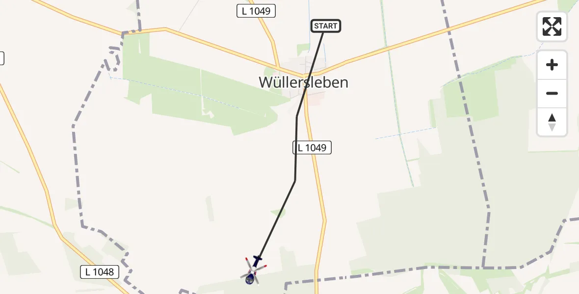 Flugroute Polizeihubschrauber Bösleben-Wüllersleben - Bösleben-Wüllersleben, 29 Juli 2026, 21:47