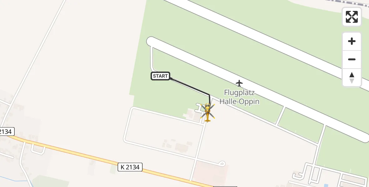Flugroute Rettungshubschrauber Halle-Oppin Flugplatz - Halle-Oppin Flugplatz, 29 Juli 2026, 22:45