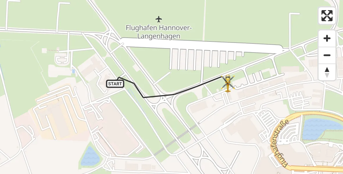 Flugroute Rettungshubschrauber Flughafen Hannover - Flughafen Hannover, 29 Juli 2026, 23:02