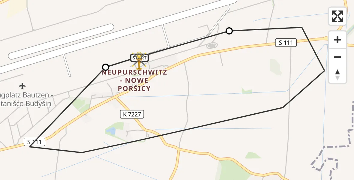 Flugroute Rettungshubschrauber Bautzen Flugplatz - Bautzen Flugplatz, 30 Juli 2026, 01:53