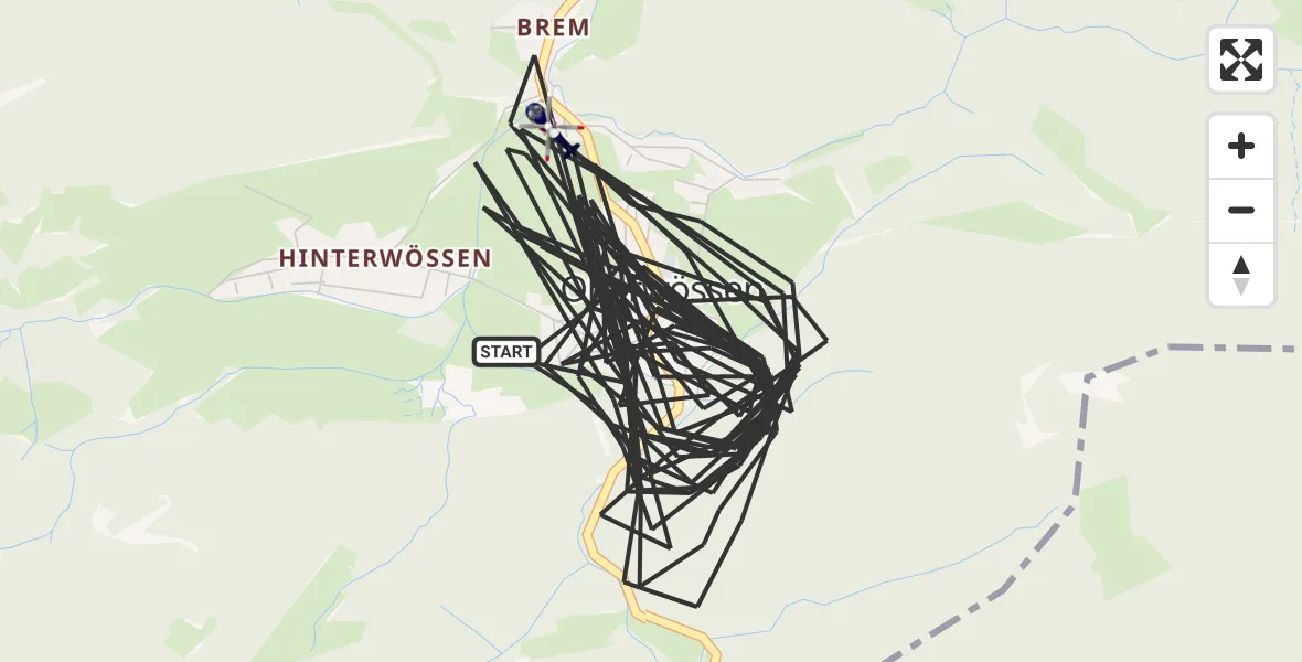 Flugroute Polizeihubschrauber Unterwössen - Unterwössen, 30 Juli 2026, 05:19