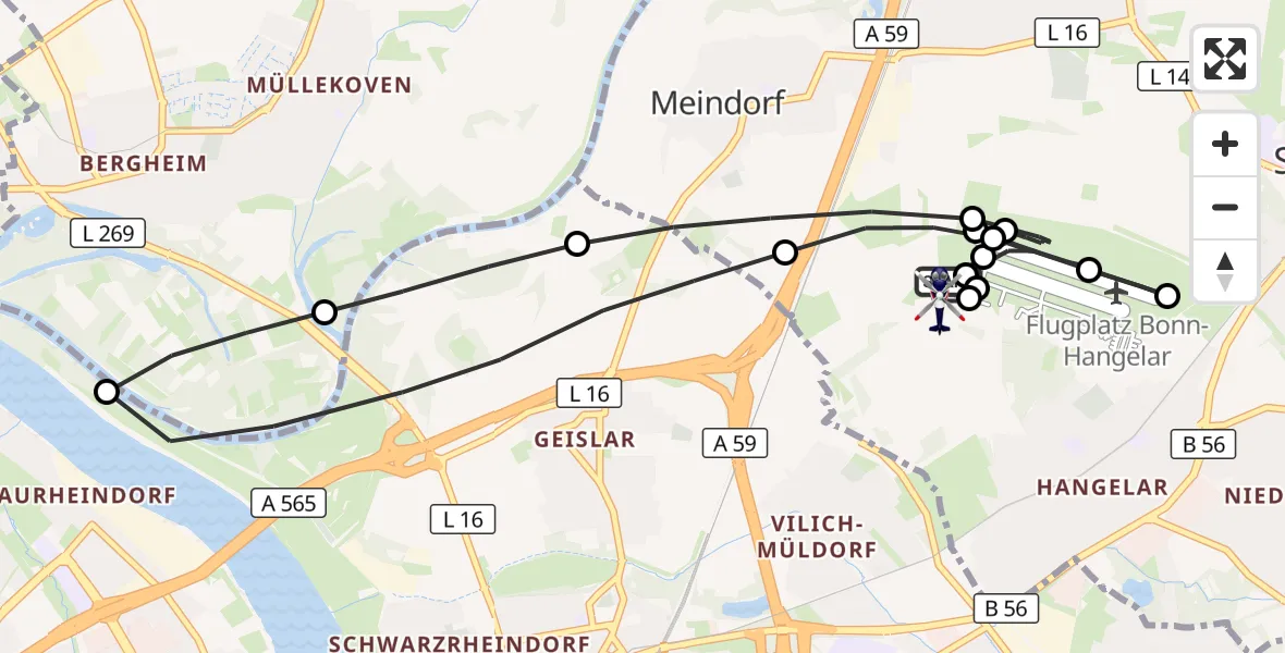 Flugroute Polizeihubschrauber Sankt Augustin - Sankt Augustin, 30 Juli 2026, 06:25