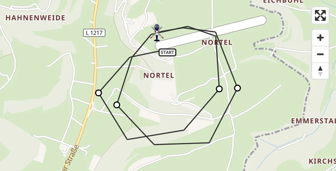 Flugroute Polizeihubschrauber Gruibingen-Nortel Flugplatz - Gruibingen-Nortel Flugplatz, 30 Juli 2026, 06:38