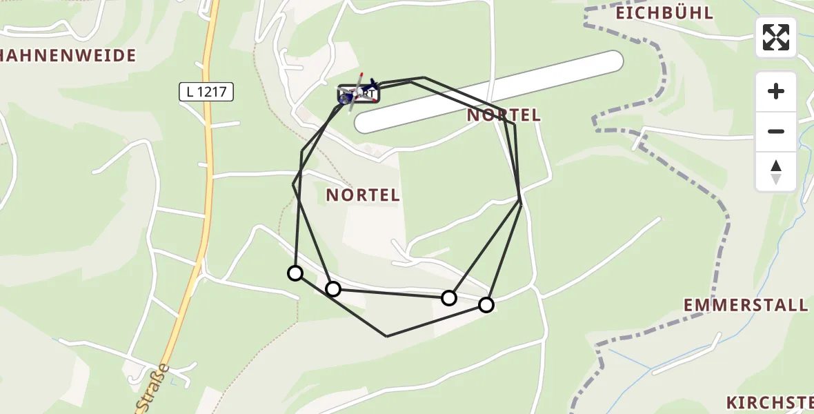Flugroute Polizeihubschrauber Gruibingen-Nortel Flugplatz - Gruibingen-Nortel Flugplatz, 30 Juli 2026, 06:50