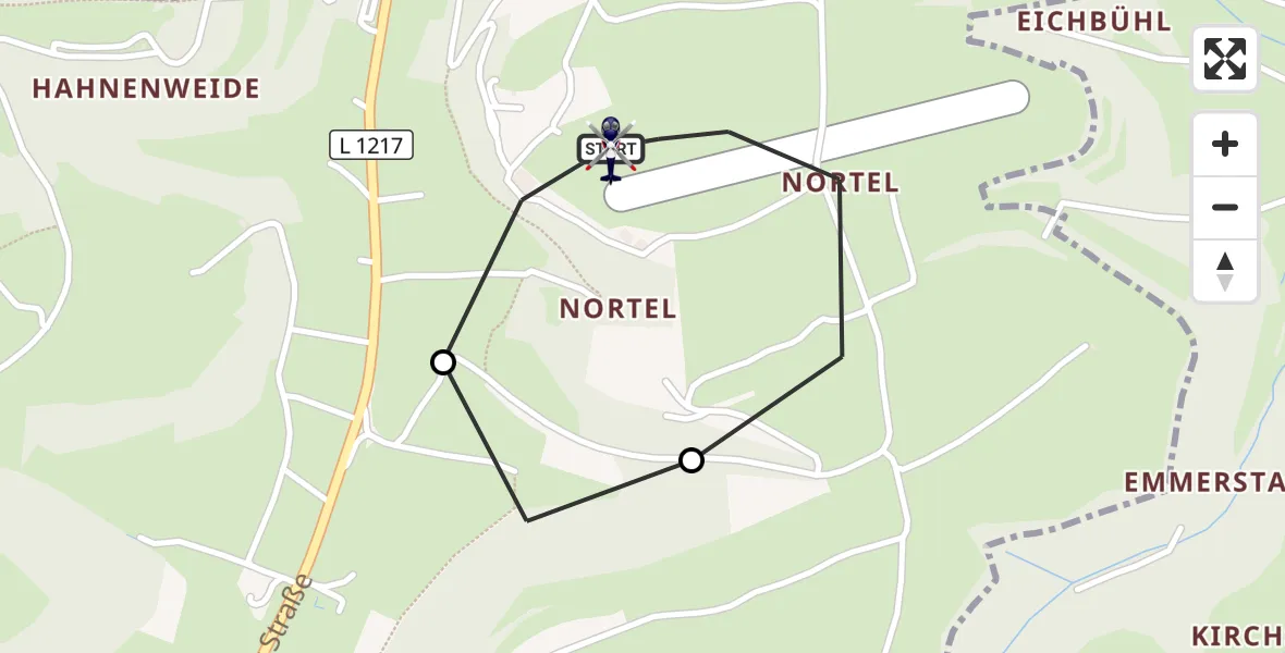 Flugroute Polizeihubschrauber Gruibingen-Nortel Flugplatz - Gruibingen-Nortel Flugplatz, 30 Juli 2026, 07:05