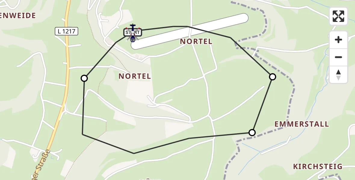 Flugroute Polizeihubschrauber Gruibingen-Nortel Flugplatz - Gruibingen-Nortel Flugplatz, 30 Juli 2026, 07:10