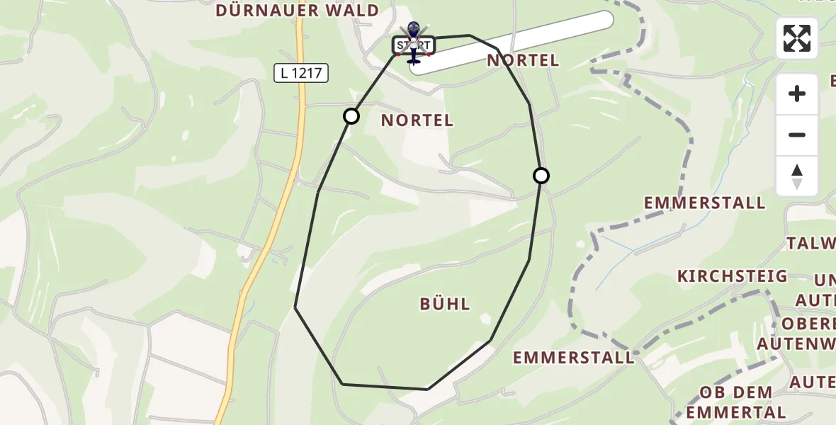 Flugroute Polizeihubschrauber Gruibingen-Nortel Flugplatz - Gruibingen-Nortel Flugplatz, 30 Juli 2026, 07:26