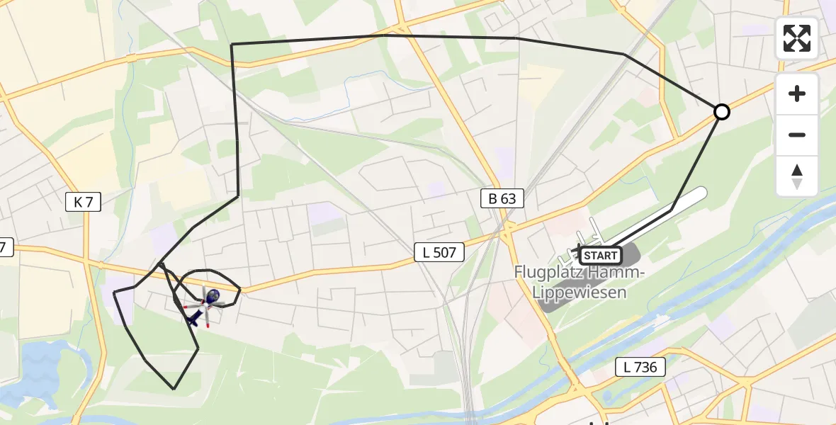 Flugroute Polizeihubschrauber Hamm-Lippewiesen Flugplatz - Hamm, 30 Juli 2026, 08:22