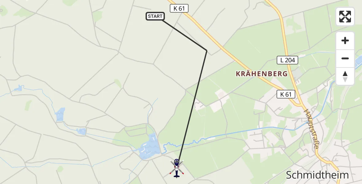 Flugroute Polizeihubschrauber Dahlem - Dahlem, 30 Juli 2026, 08:28