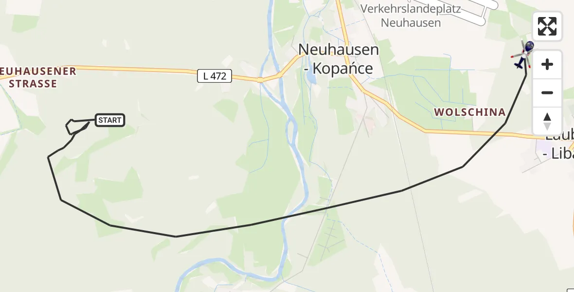 Flugroute Polizeihubschrauber Neuhausen/Spree - Neuhausen/Spree, 30 Juli 2026, 08:50