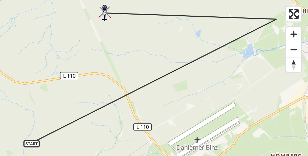Flugroute Polizeihubschrauber Dahlem - Dahlem, 30 Juli 2026, 08:53
