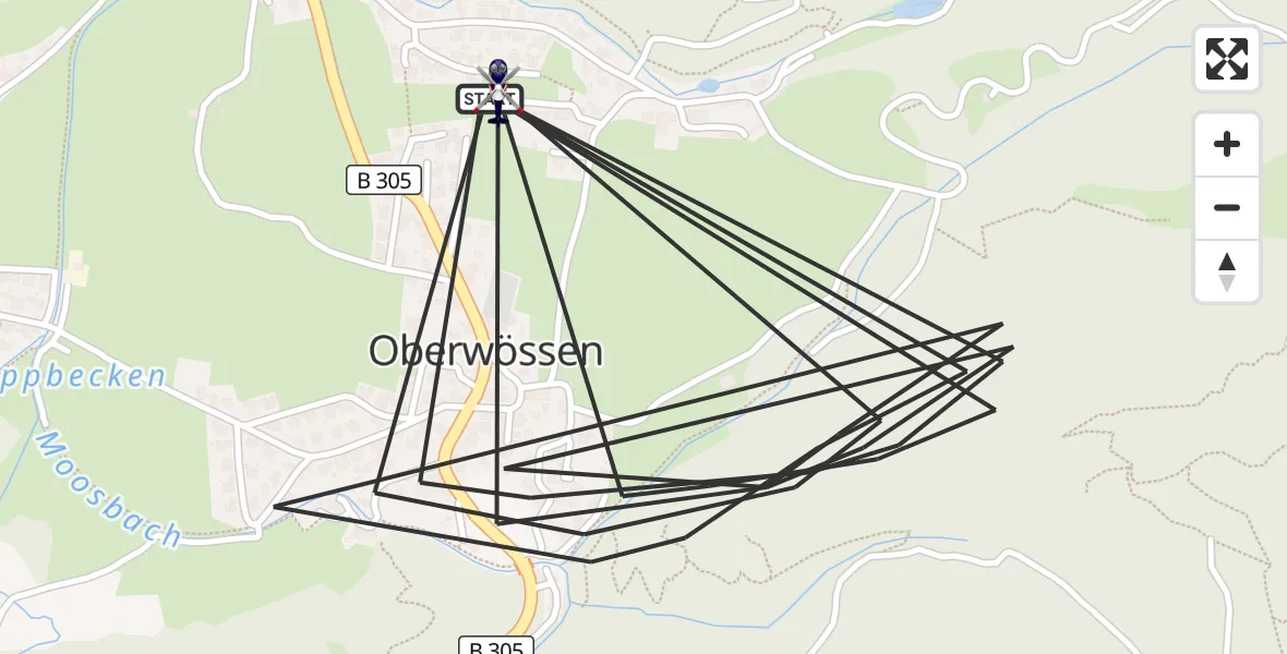Flugroute Polizeihubschrauber Unterwössen - Unterwössen, 30 Juli 2026, 08:58