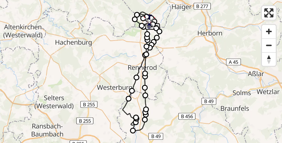 Flugroute Polizeihubschrauber Liebenscheid - Siegerland Flughafen, 30 Juli 2026, 09:13