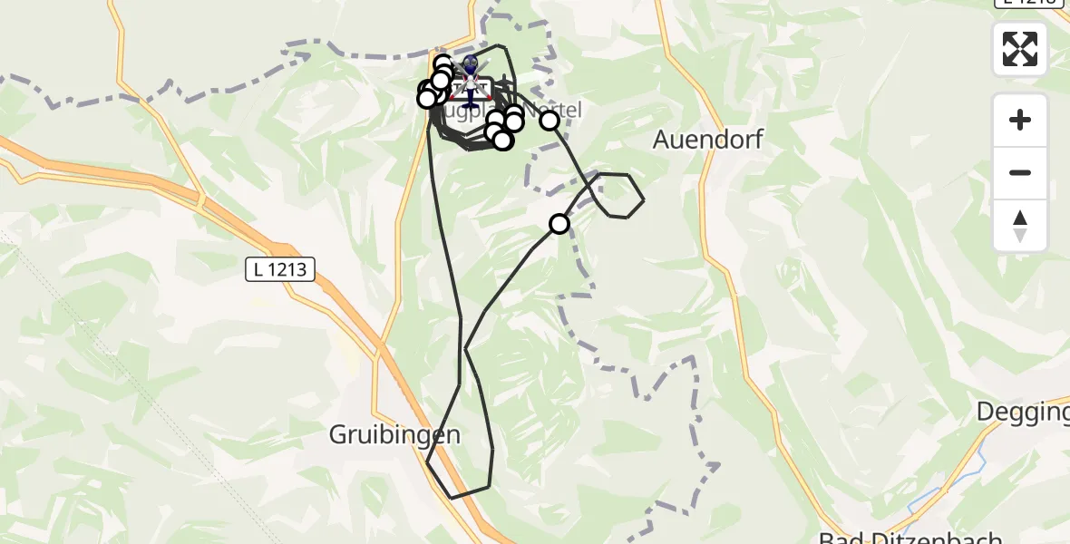 Flugroute Polizeihubschrauber Gruibingen-Nortel Flugplatz - Gruibingen-Nortel Flugplatz, 30 Juli 2026, 10:47