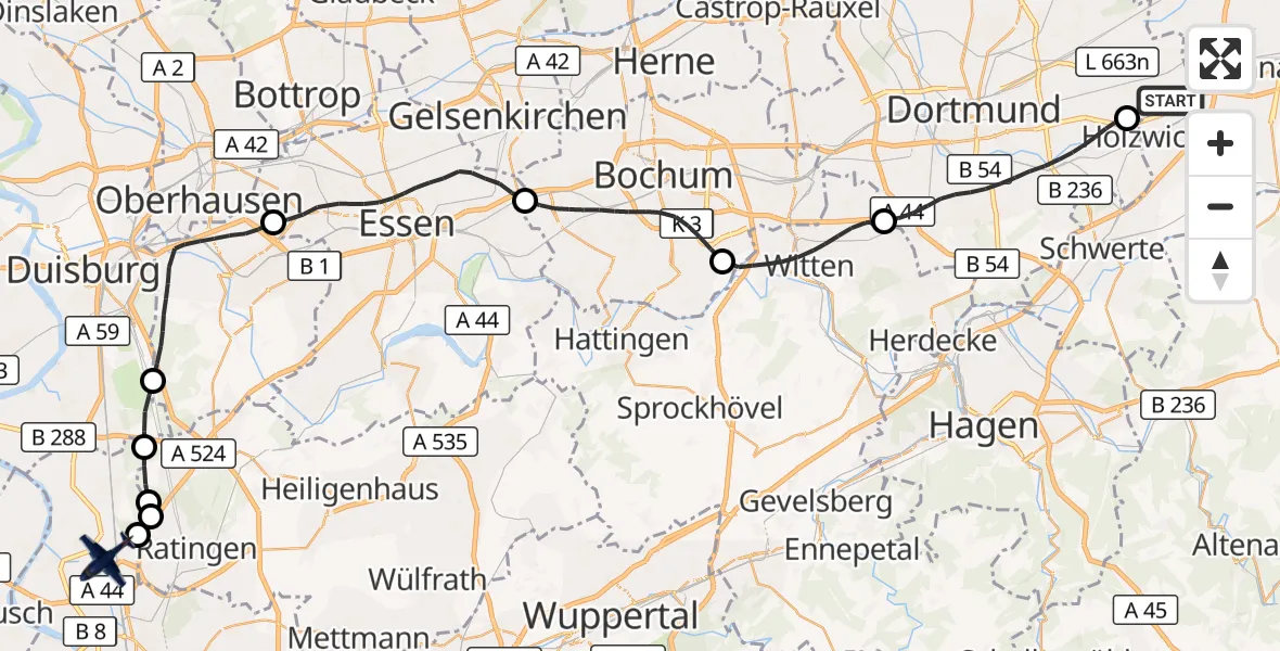 Flugroute Polizeiflugzeug Dortmund Flughafen - Düsseldorf Flughafen, 30 Juli 2026, 11:09