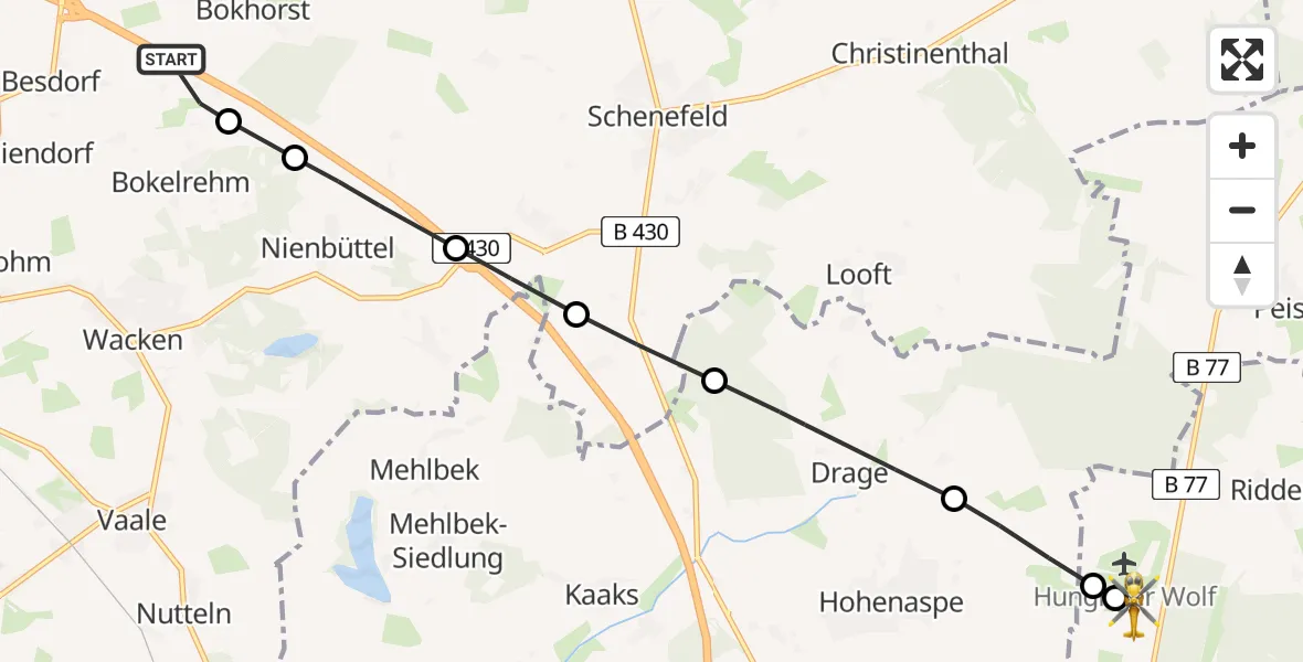 Flugroute Rettungshubschrauber Besdorf - Itzehoe Hungriger Wolf Flugplatz, 30 Juli 2026, 11:12