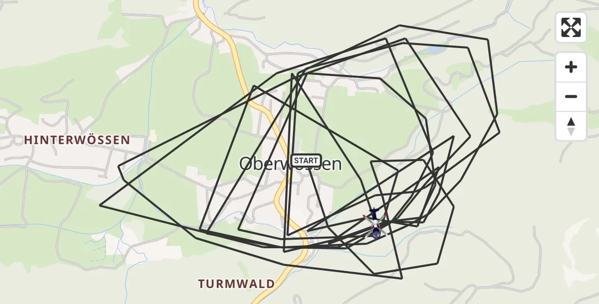 Flugroute Polizeihubschrauber Unterwössen - Unterwössen, 30 Juli 2026, 11:14