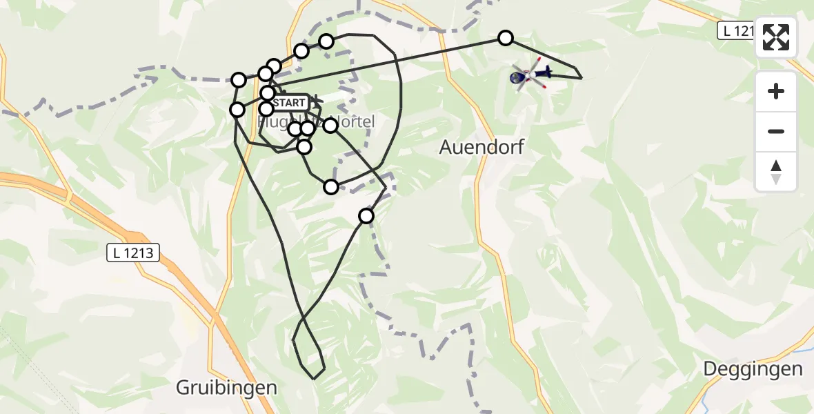 Flugroute Polizeihubschrauber Gruibingen-Nortel Flugplatz - Bad Ditzenbach, 30 Juli 2026, 11:47