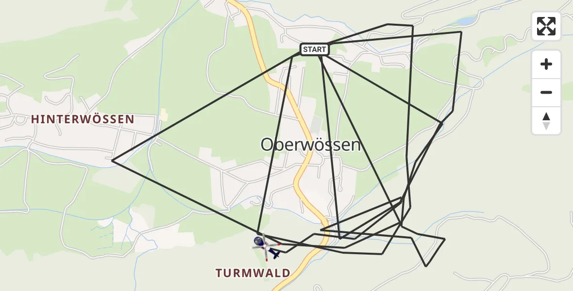 Flugroute Polizeihubschrauber Unterwössen - Unterwössen, 30 Juli 2026, 12:03