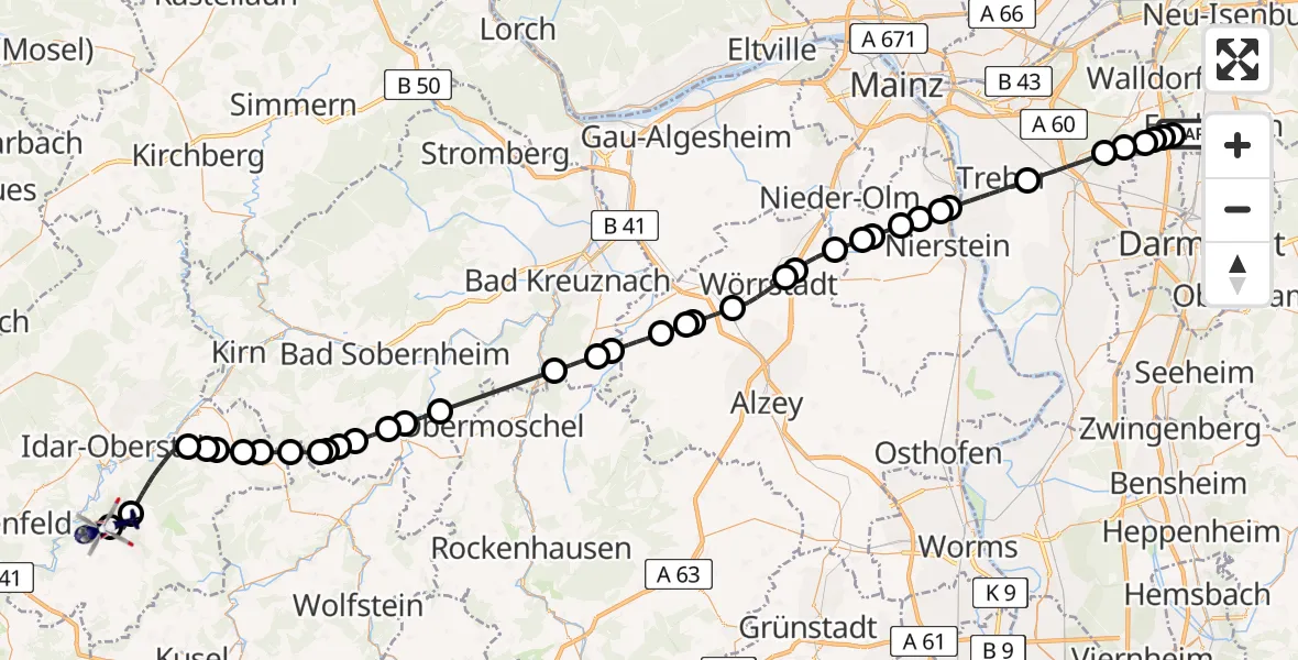 Flugroute Polizeihubschrauber Flughafen Frankfurt-Egelsbach - Reichenbach, 30 Juli 2026, 12:42