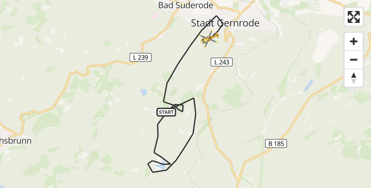 Flugroute Rettungshubschrauber Quedlinburg - Quedlinburg, 30 Juli 2026, 12:48