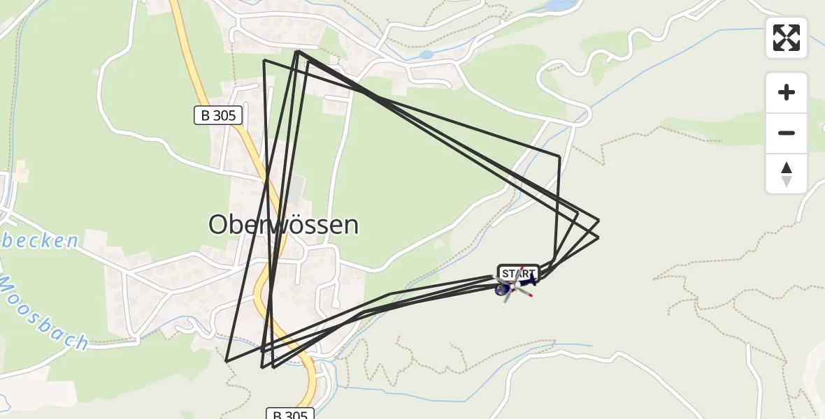 Flugroute Polizeihubschrauber Unterwössen - Unterwössen, 30 Juli 2026, 13:38
