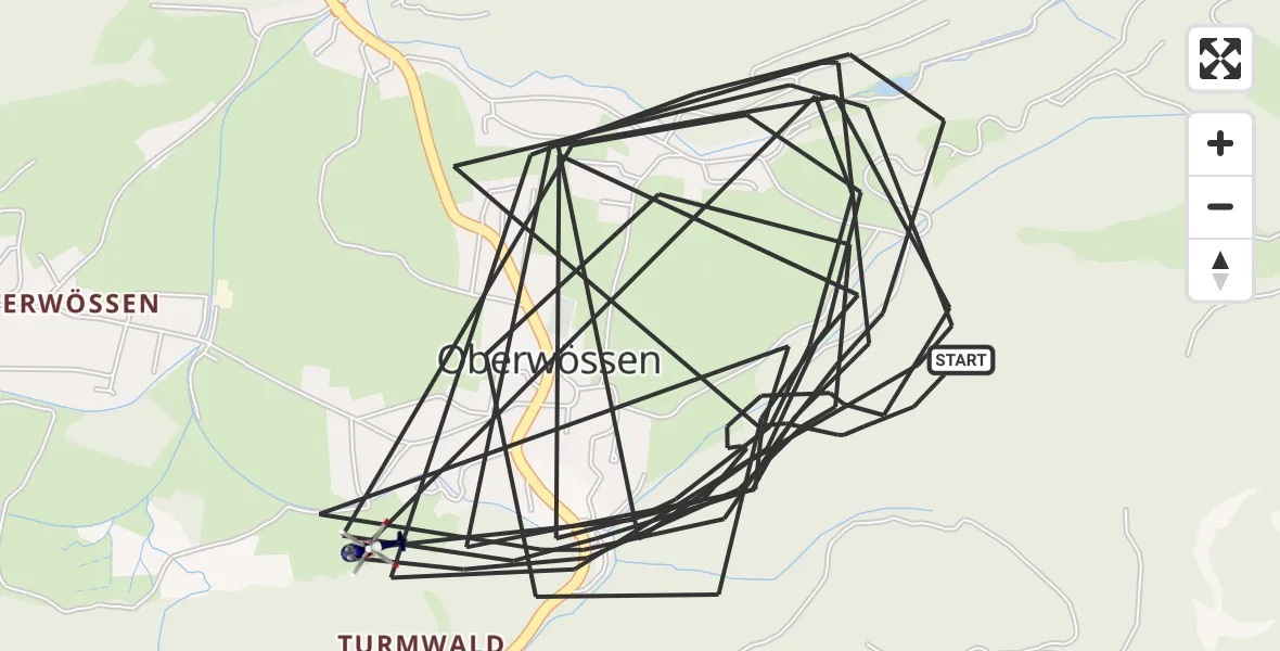 Flugroute Polizeihubschrauber Unterwössen - Unterwössen, 30 Juli 2026, 14:02