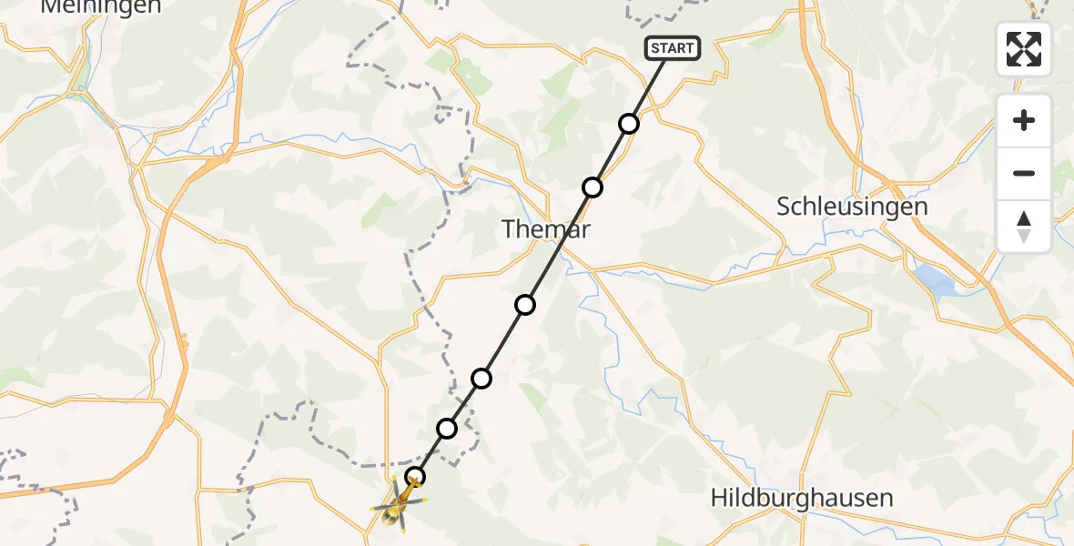 Flugroute Rettungshubschrauber Eichenberg - Römhild, 30 Juli 2026, 14:09