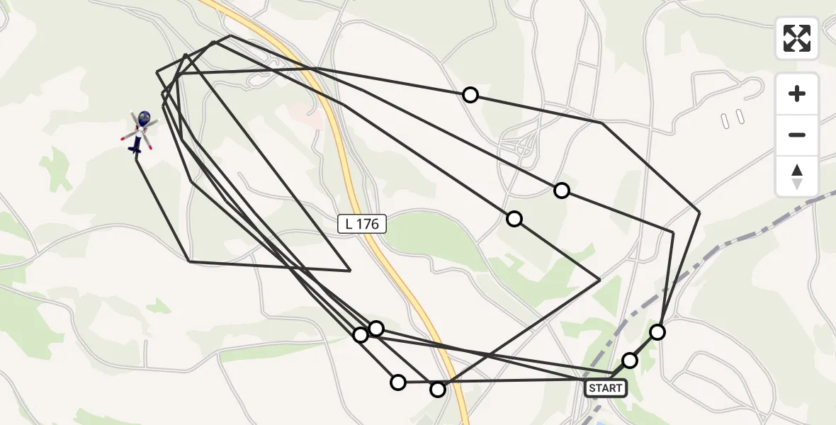 Flugroute Polizeihubschrauber Baumholder - Reichenbach, 30 Juli 2026, 14:14