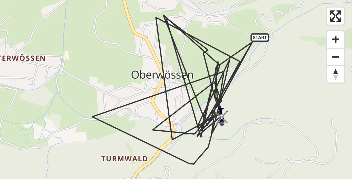 Flugroute Polizeihubschrauber Unterwössen - Unterwössen, 30 Juli 2026, 14:23