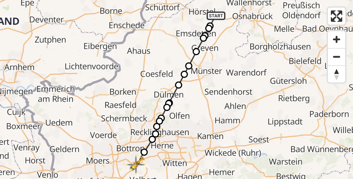 Flugroute Ambulanzhubschrauber Ibbenbüren - Essen, 30 Juli 2026, 14:44