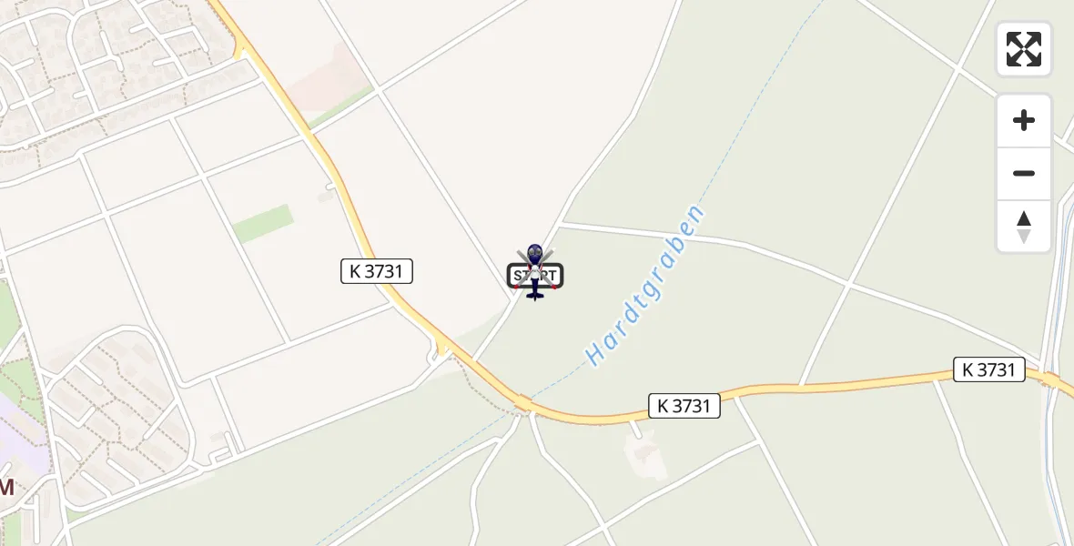 Flugroute Polizeihubschrauber Hügelsheim - Hügelsheim, 30 Juli 2026, 14:55